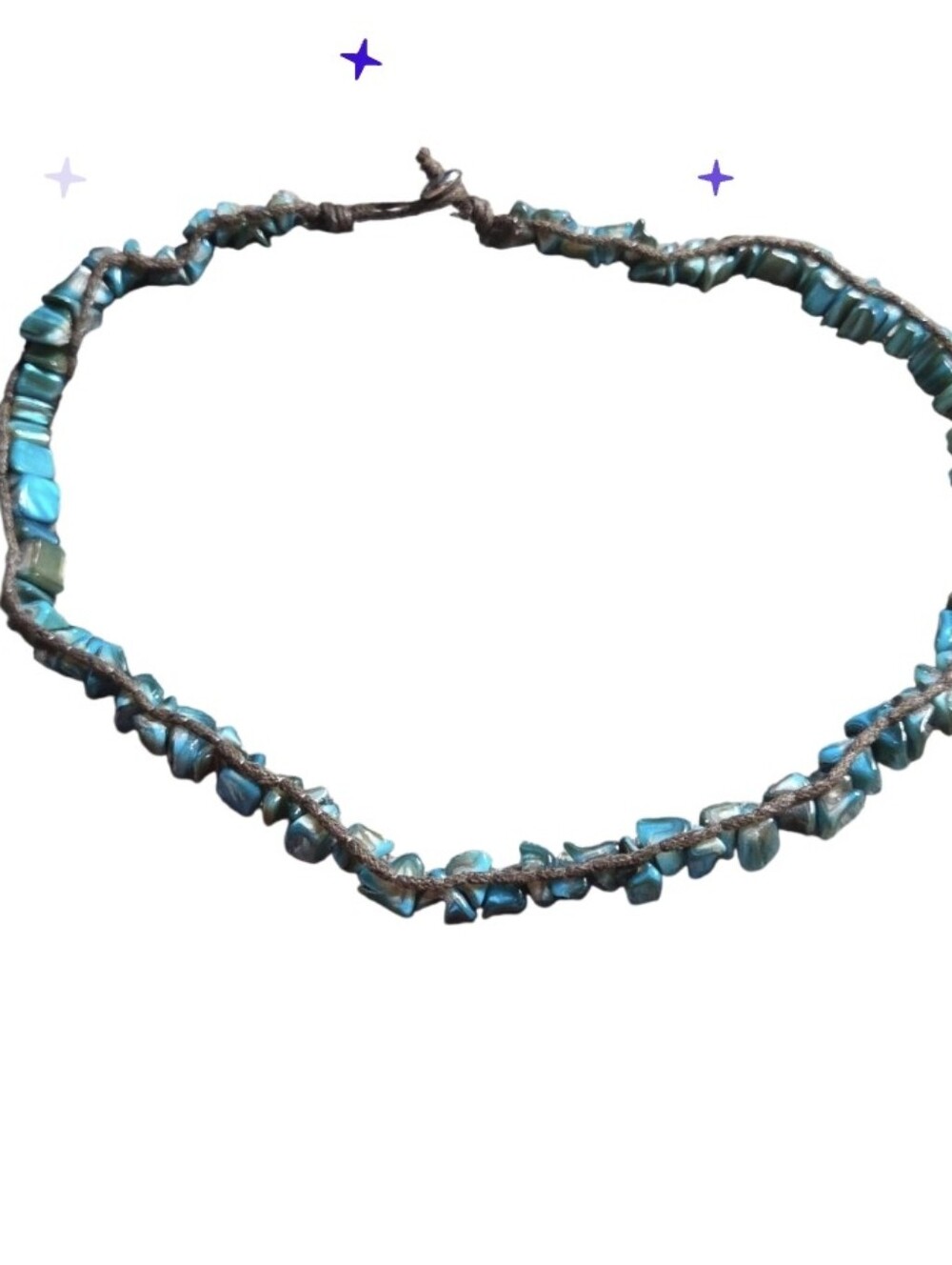 Natural Blue Shell Beaded Leather Cord Bead Wrap Necklace - Women Jewelry Unisex